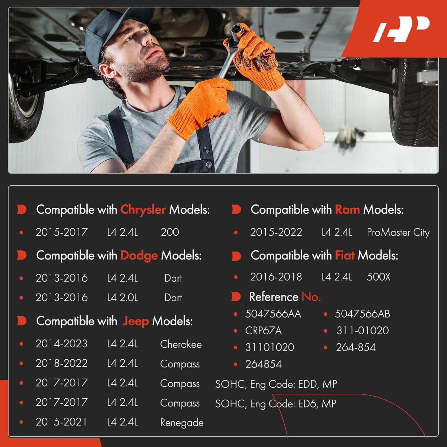 A-Premium Engine Oil Pan Sump with Drain Plug Compatible with Jeep Compass Cherokee Renegade Dodge Dart Chrysler 200 Fiat 500X Ram ProMaster City 2.0L 2.4L