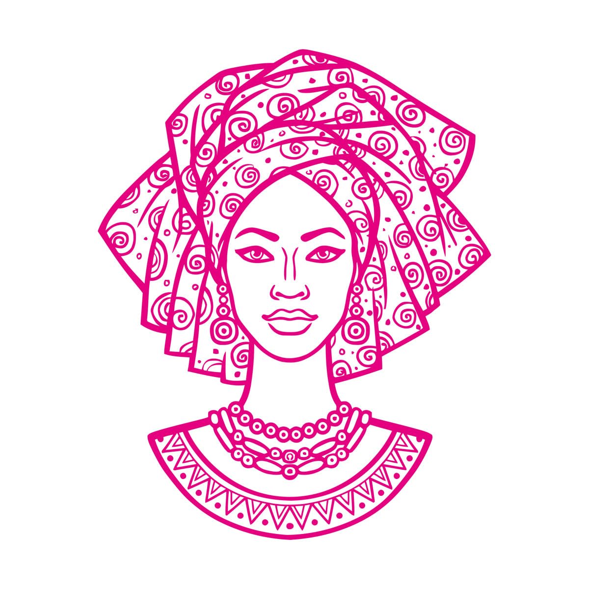 Lettering Decals Black Girl Woman African Face Beautiful Fashion Native Turban 81x104.7cm Equipped with Transfer Film kit Extra Large Rosered โ image 1