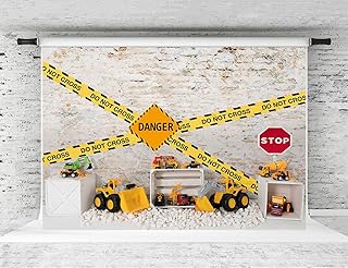 Kate Construction Theme Backdrop Boys Under Construction Zone Dump Truck...