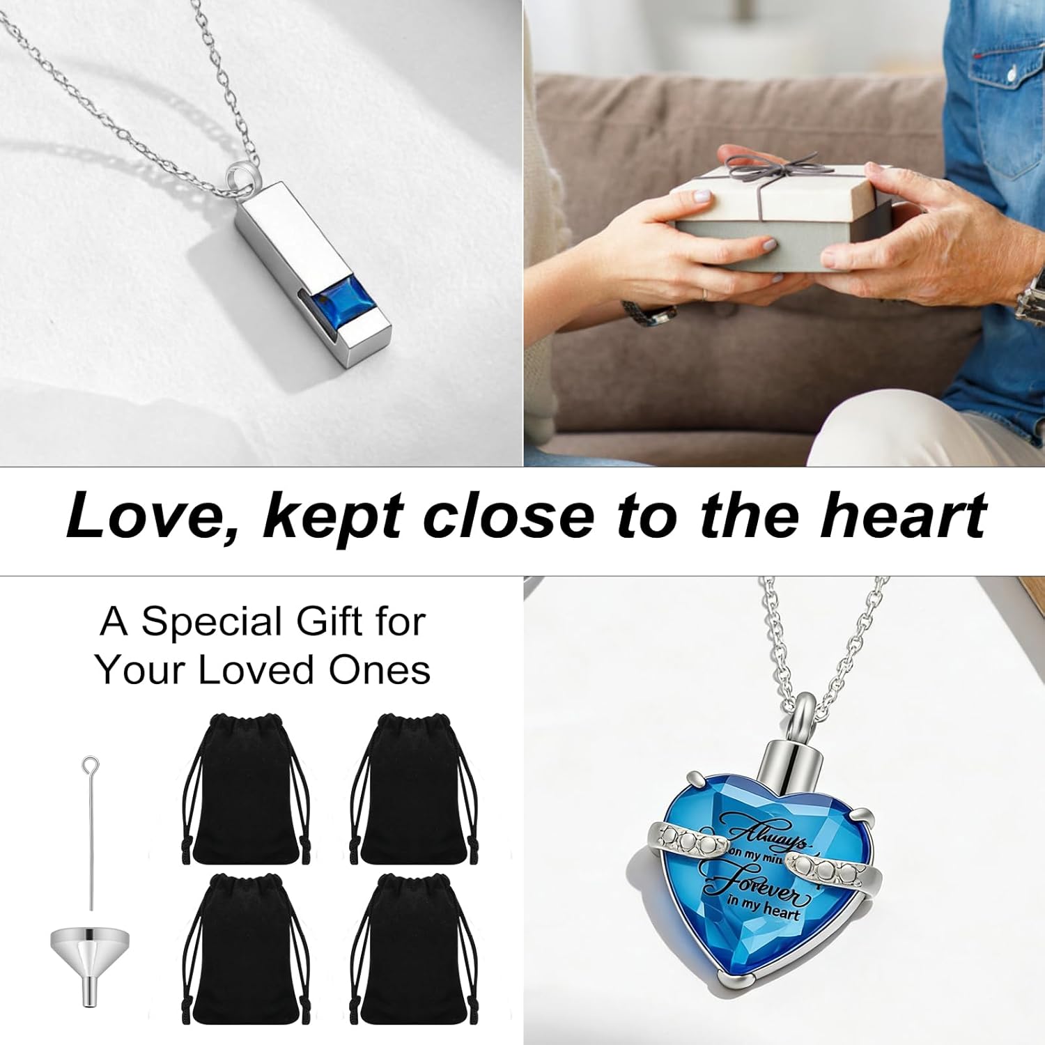 Small Urns for Human Ashes Cremation Urns Keepsake Set of 8, Cremation Ash Holders Locket for Women Men, Blue