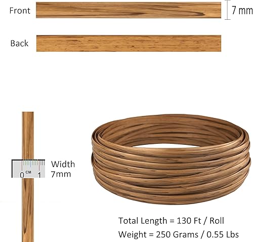 Miniatura 4 de Suministros de reparación de mimbre de 130 pies, kit de reparación de mimbre, material de ratán plástico para reparación de sillas de patio,
