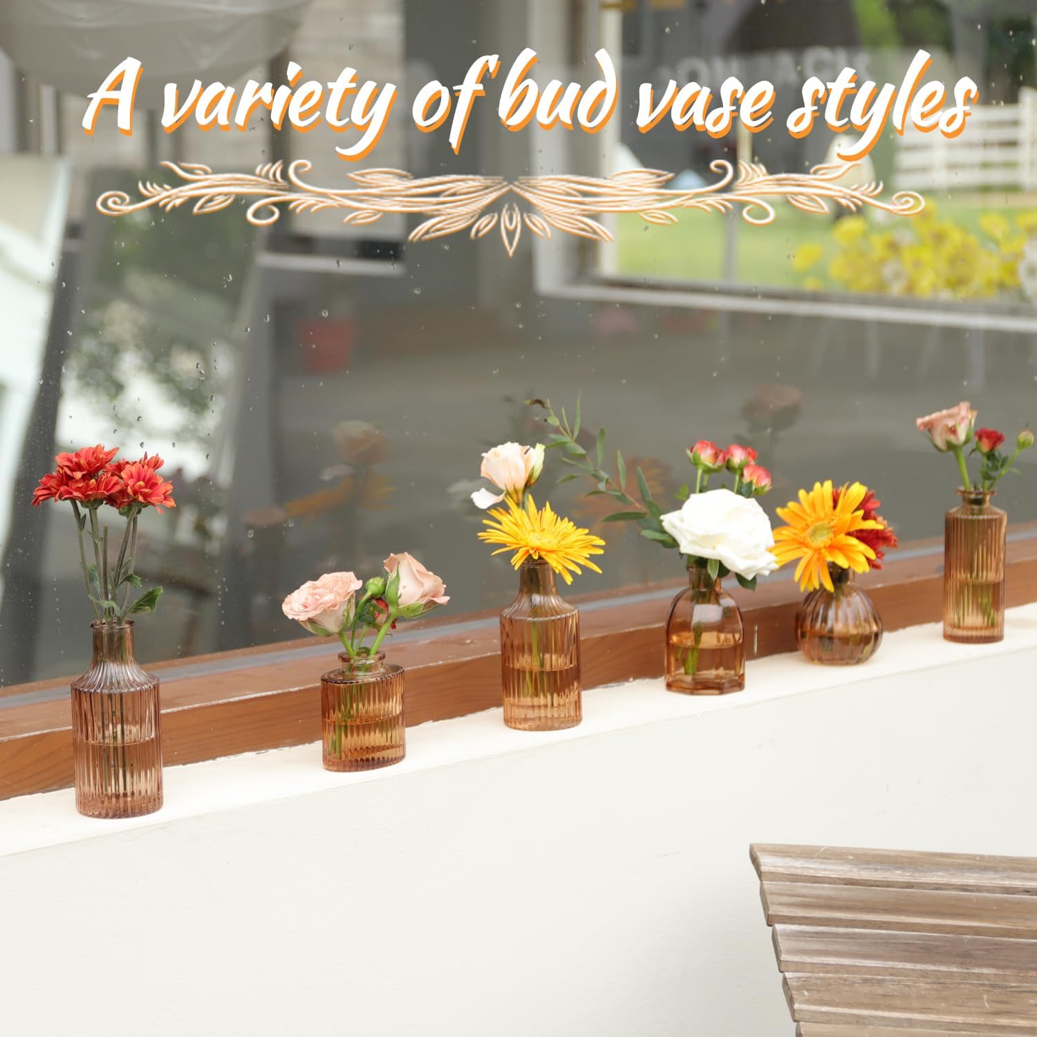 Amber Glass Bud Vases Set of 12 for Wedding Decor