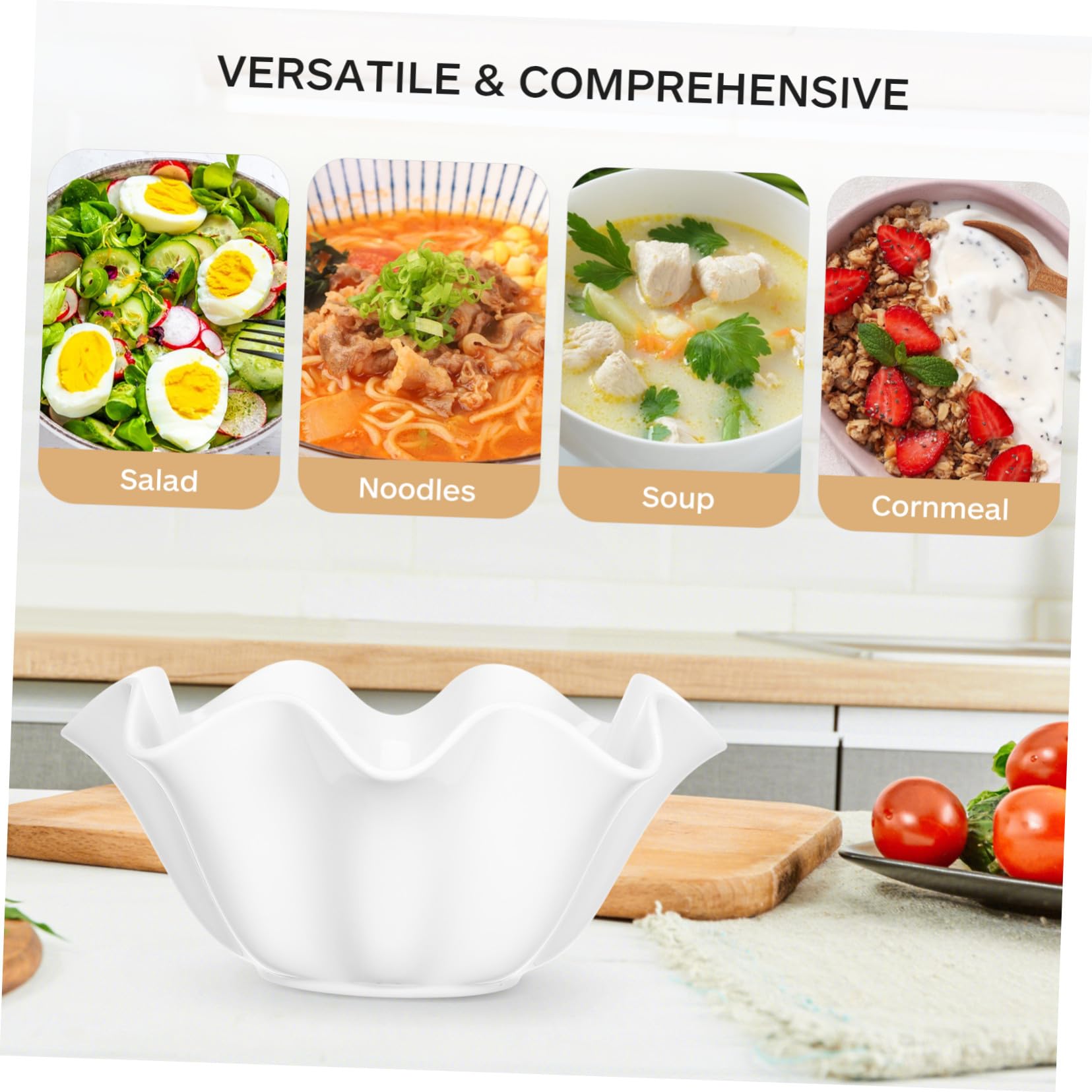 Hemobllo Cuenco de Cerámica white 880ml, Resistente al Calor, para Sopa | Acabado Borde Enrollado, Uso en Restaurantes y Fiestas, Pieza Multiusos para Noodles