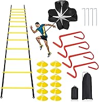Vista 6 de Juego de Equipo de Entrenamiento de Velocidad y Agilidad, Incluye Escalera de Agilidad de 20 pies con 12 peldaños, 4 Obstáculos de Agilidad, 12