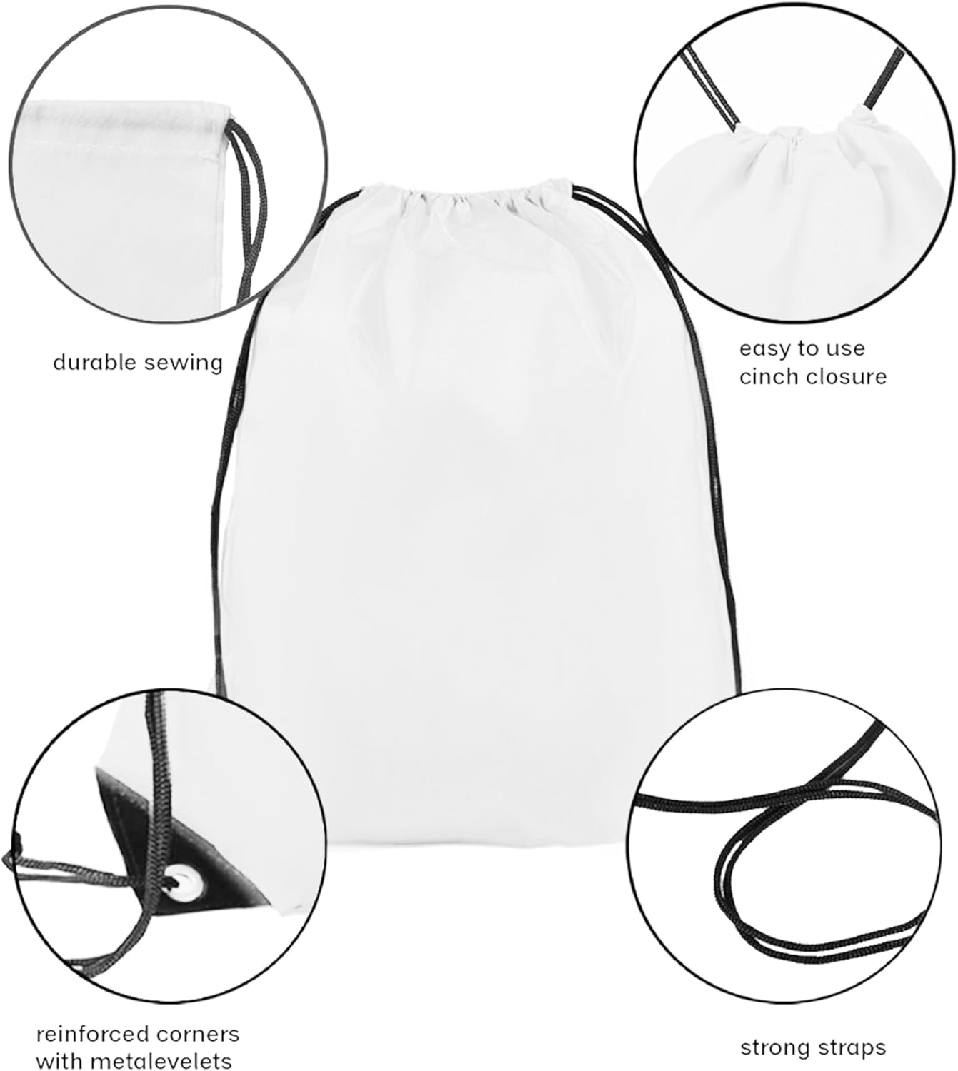 Drawstring Backpack Bulk 20 packs Draw String Backpack Bags DIY Gym Sports trip Traveling Yoga ride Pedestrianism Cinch Bag Sackpack Drawstring (white) - Image 3