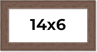 14x6 Frame Brown Farmhouse Solid Wood Picture Frame Width 1.5 Inches | Interior Frame Depth 0.5 Inches | Rustic Barnwood Brown Distressed Frame with UV Acrylic, Foam Board Backing & Hanging Hardware