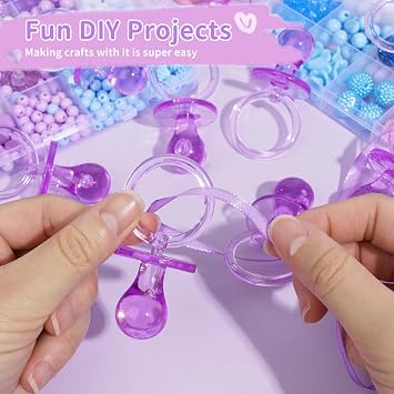 36 Pieces Acrylic Pacifiers for Baby Shower Games Girl, 2.5'' Baby Shower Pacifiers, Bulk Pacifier for Hunt Games, Gender Reveal Table Scatter, Party Favors Decoration(Purple)