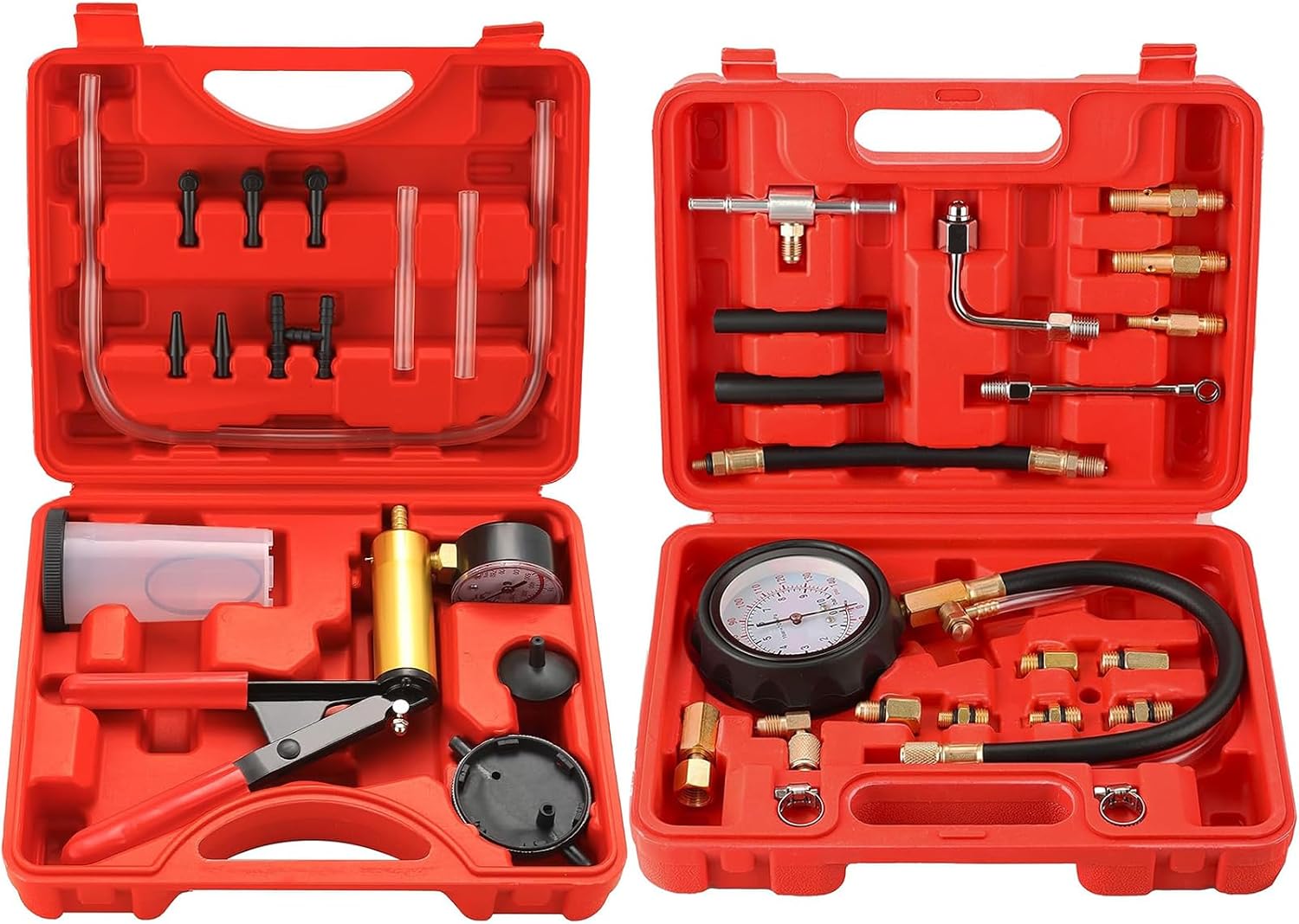 2-in-1 Brake Bleeder & Vacuum Pump Kit & 0-140PSI Fuel Pressure Gauge Kit