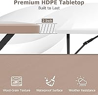 Vista 7 de GYMAX Mesa de pícnic, banco de picnic fácil de montar con mesa de grano de madera para todo tipo de clima y marco de metal, mesas de picnic