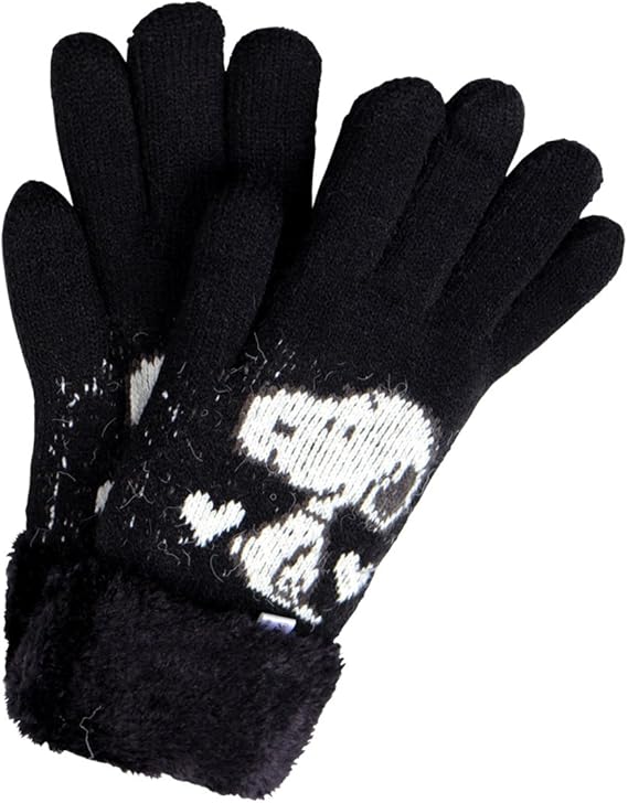 Amazon スヌーピー 手袋 レディース ファー付き 二重構造 ふわもこ 五本指 Sn ワンサイズ ブラック 手袋 通販