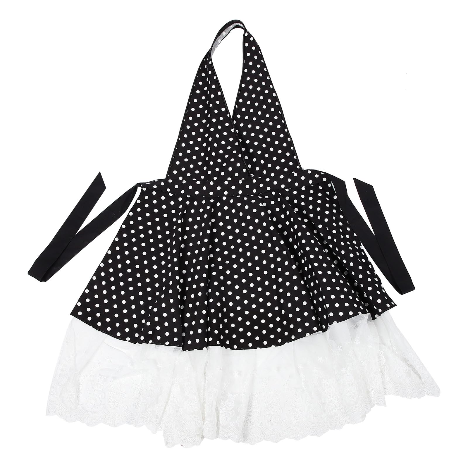 Delantal de Cocina de Tela Vintage para Mujer Diseño de Puntos Negros, Cómodo y Transpirable Adecuado para Domésticas y Hornear