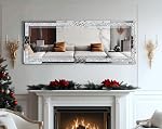 Crushed Diamond Floor Mirror: 64 x 22 inch Rectangular Full Length Vanity with Decorative Bling Crystal Rhinestones Silver Beveled Edge for Livingroom Bedroom Funcky Art Home Decor