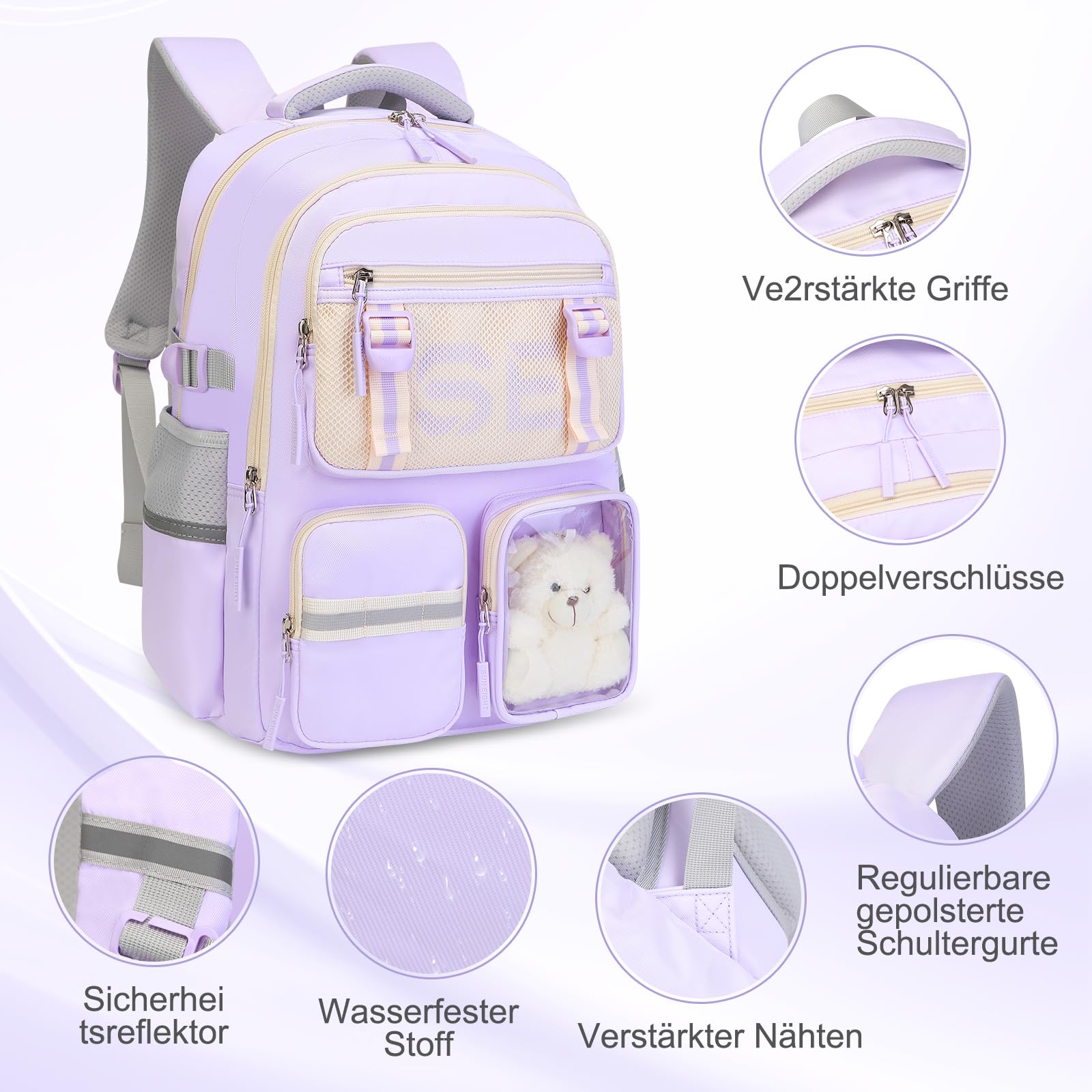 SUN EIGHT Schulrucksack für Mädchen & Jungen | Wasserdichter Jugendrucksack für weiterführende Schule, Großer Laptop Rucksack für Alltag und Reisen