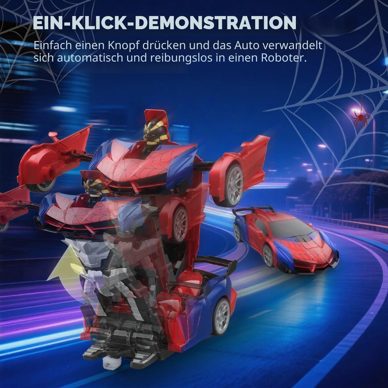 Ferngesteuertes Auto RC Transform Spielzeug ab 4 5 6 7 8 9 Jahre Junge Mädchen, 2.4G 360° Drehung 2 in 1 Roboter & Remote Control Car mit Fernbedienung Geburtstag Geschenk Kinder Spielzeugauto