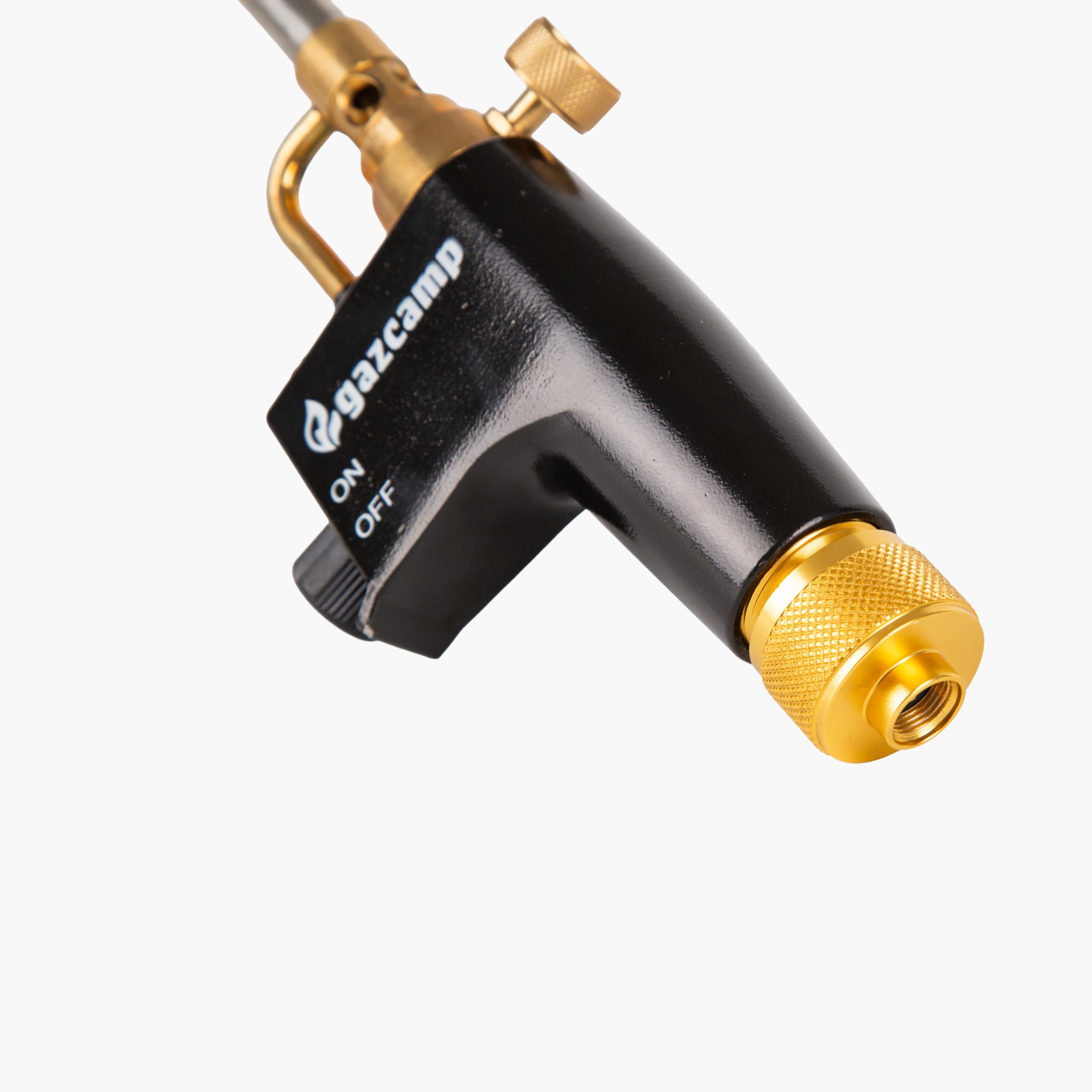 Gazcamp Profi Turbo Lötbrenner 3,5 kW 2400°C / 950°C mit Piezozündung 7/16" Gewinde mit 330g Gaskartuschen Überkopf-Arbeiten Lötpistole Gasbrenner (Lötbrenner Einzeln)