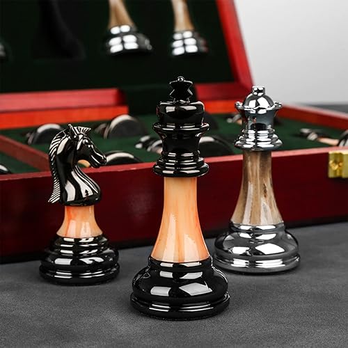 Juego de ajedrez de metal para adultos y niños, tablero de ajedrez de lujo con aleación de zinc y piezas de ajedrez acrílicas, juego de tablero de