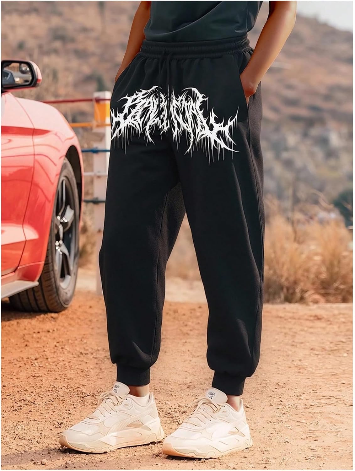SHENHE Men's Graphic Drawstring Waist Casual Sweatpants Streetwear Goth Jogger Pants - Image 4