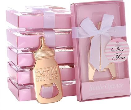 Set of 24 Bottle Opener Baby Shower Favor For Guest,Cute Poppin Bottle Shaped Bottle Opener Favors for Baby Shower Souvenir Supplies and Decorations For Boy or Girl New Pink, 24