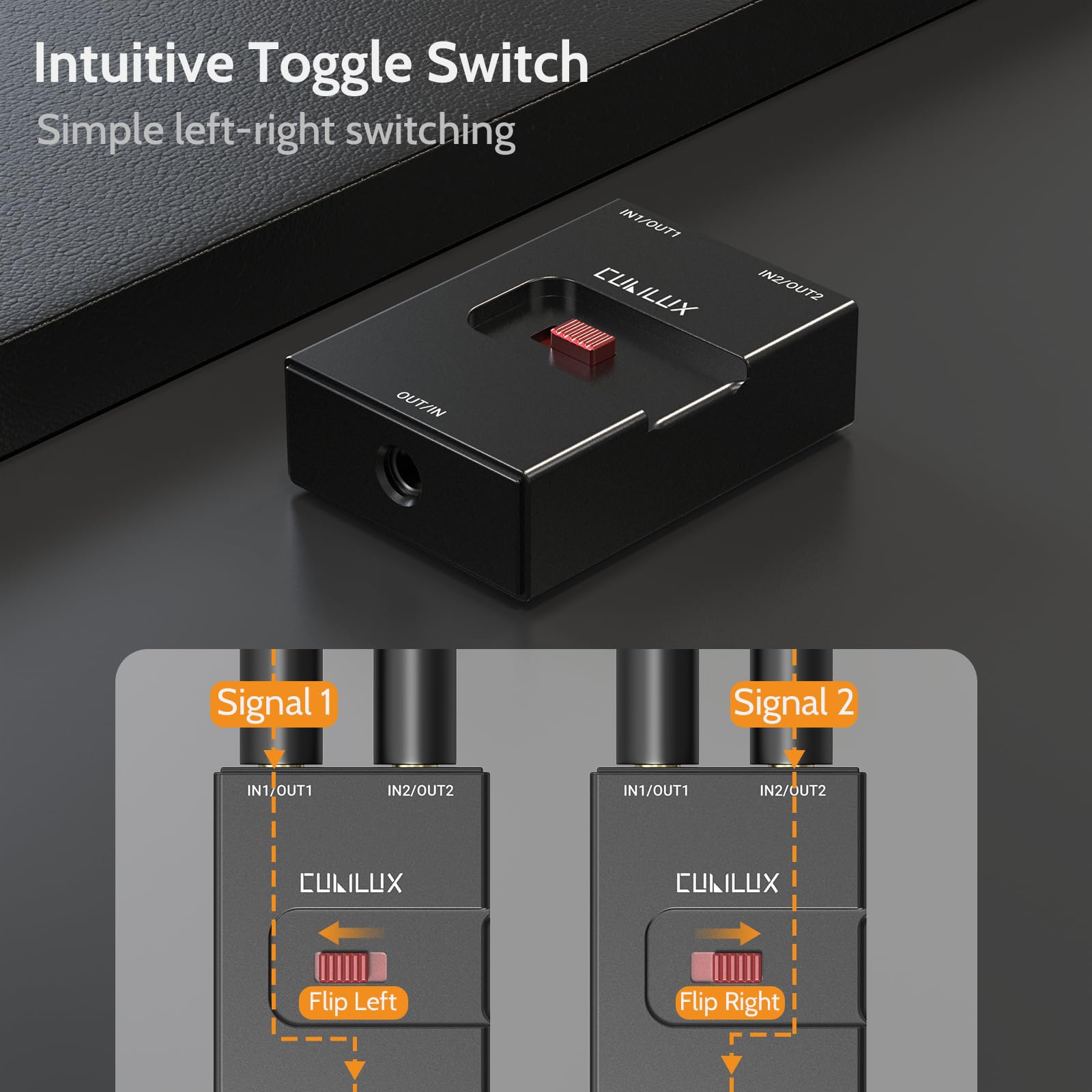 Cubilux przełącznik audio 3,5 mm TRS 2-in-1-out 1/8" A/B AUX do PC