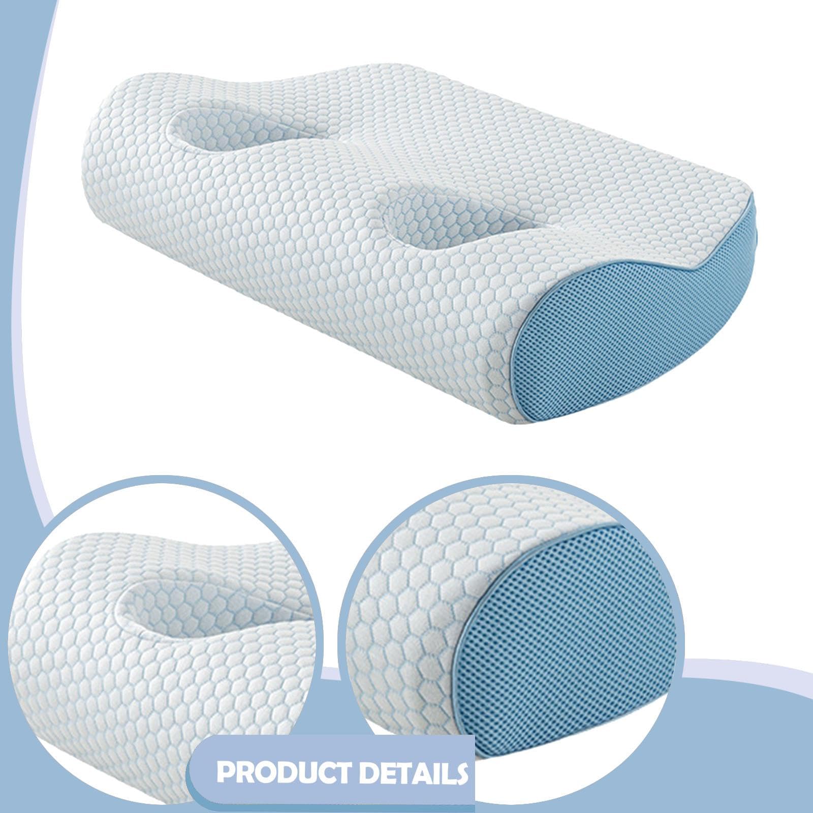 Ohrpolster mit Löchern aus Memory-Schaum, ergonomisch, weich, bequem und atmungsaktiv für Kopfhörer; Nackenkissen, Rindenblau