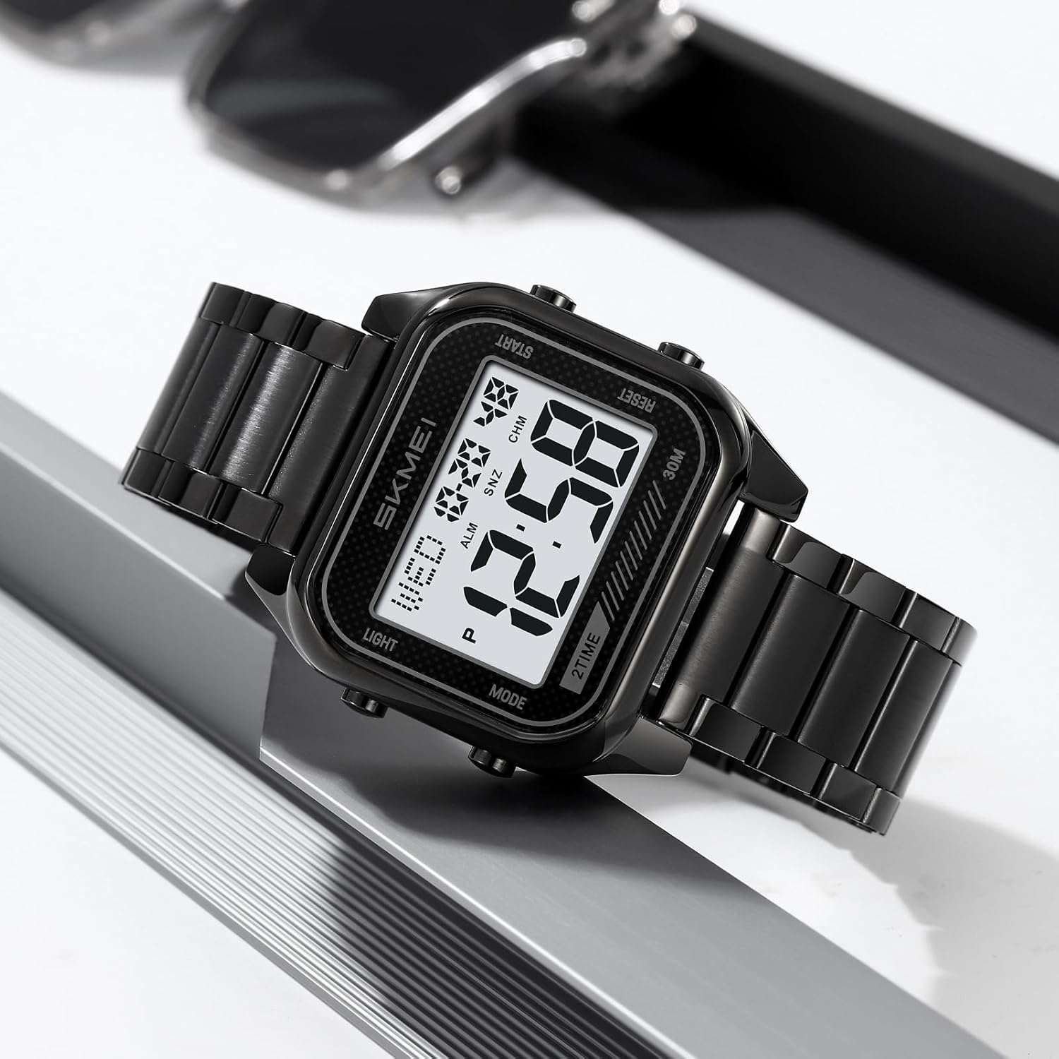 SKMEI Watches for Men,Fashion Military Square Digital Mens Watch with Waterproof Luminous Alarm Dual Time Coundown Stopwatch