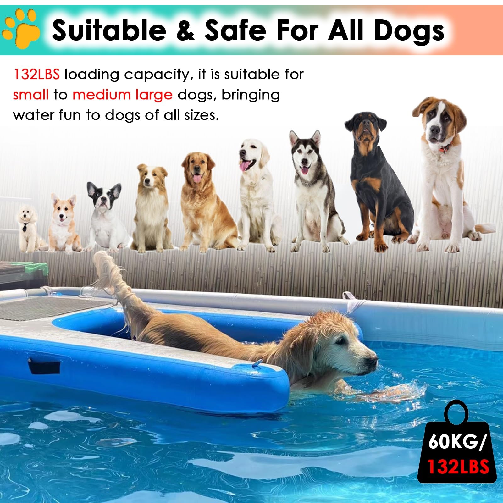 caletta per cani da barca Rampa galleggiante per cani per piscina, Gonfiabile Scala di risalita per animali domestici Piattaforma di riposo per nuotare, Pontile/ Lago/ Spiagge Pedana per cani, Portati