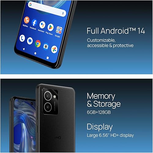 Miniatura 5 de HMD Vibe Verizon, T-Mobile, AT&T Smartphone desbloqueado Android 14 Batería de 2 días Pantalla HD+ de 6.56 pulgadas 90Hz 6 GB128 GB Cámara