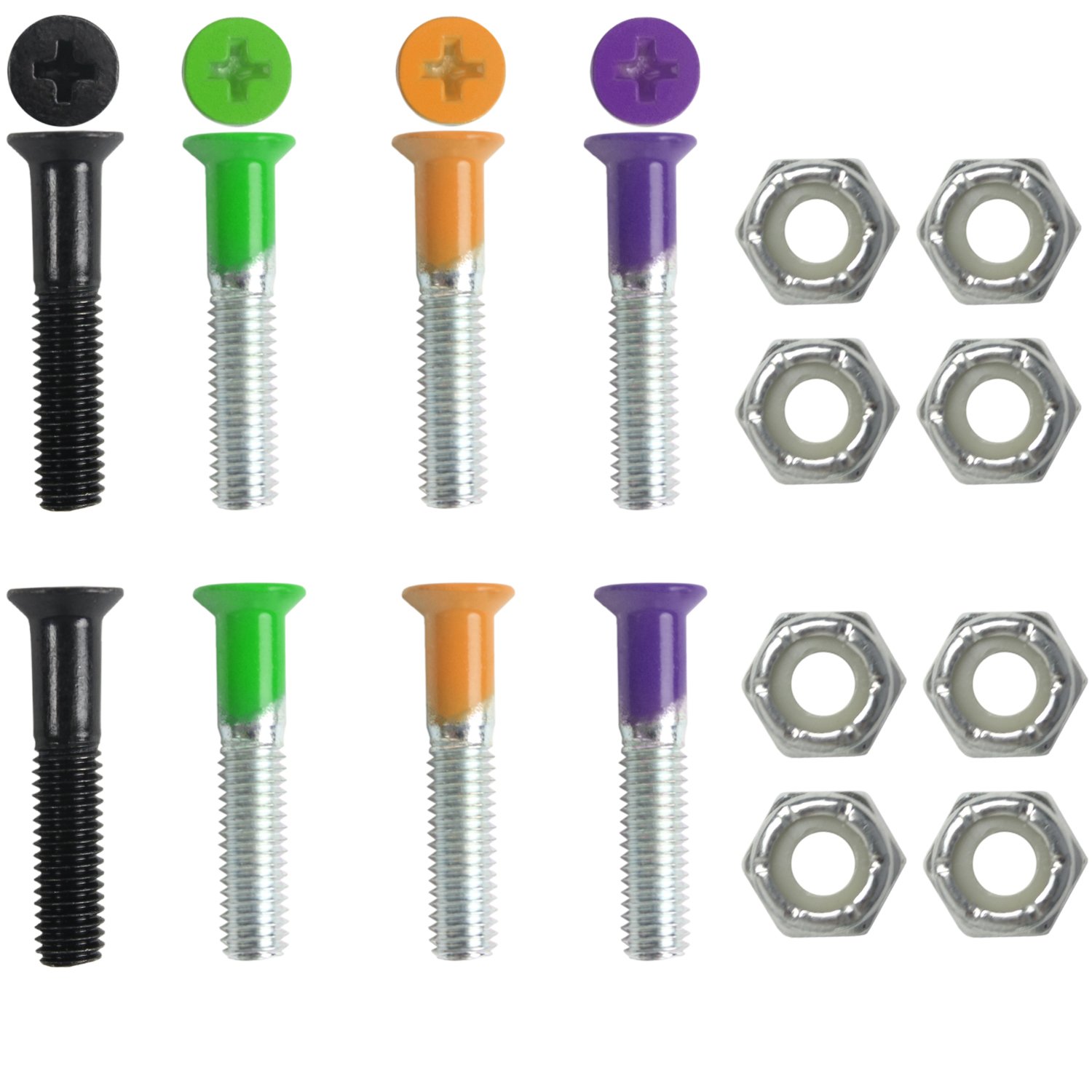 Dimebag Hardware Skateboard Mounting Nuts and Bolts 1" Phillips - Skateboard Truck Hardware - Lots of Colors