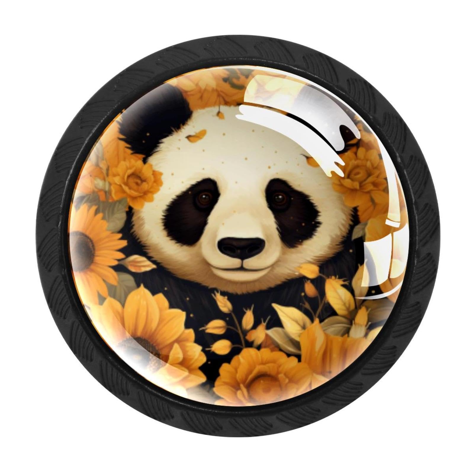 CHENZZZZ 4 Pieces Kitchen Cabinet Drawer Dresser Door Knobs Pulls Handles, Panda Sunflower