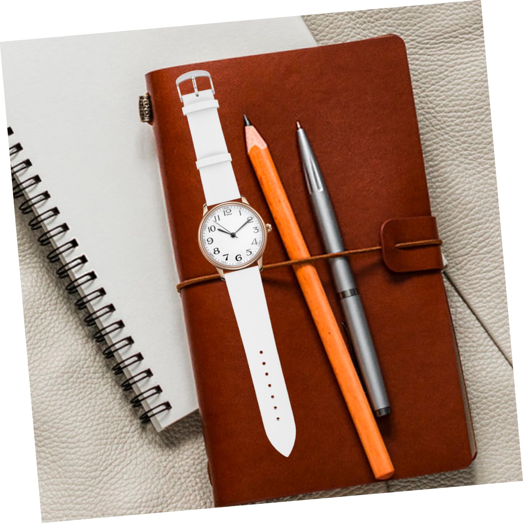 PACKOVE 5pièces Bracelet De Montre Cuir Remplaçable Résistant à Usure Boucle Inoxydable Design Élégant Et Pratique Pour Toutes Occasions