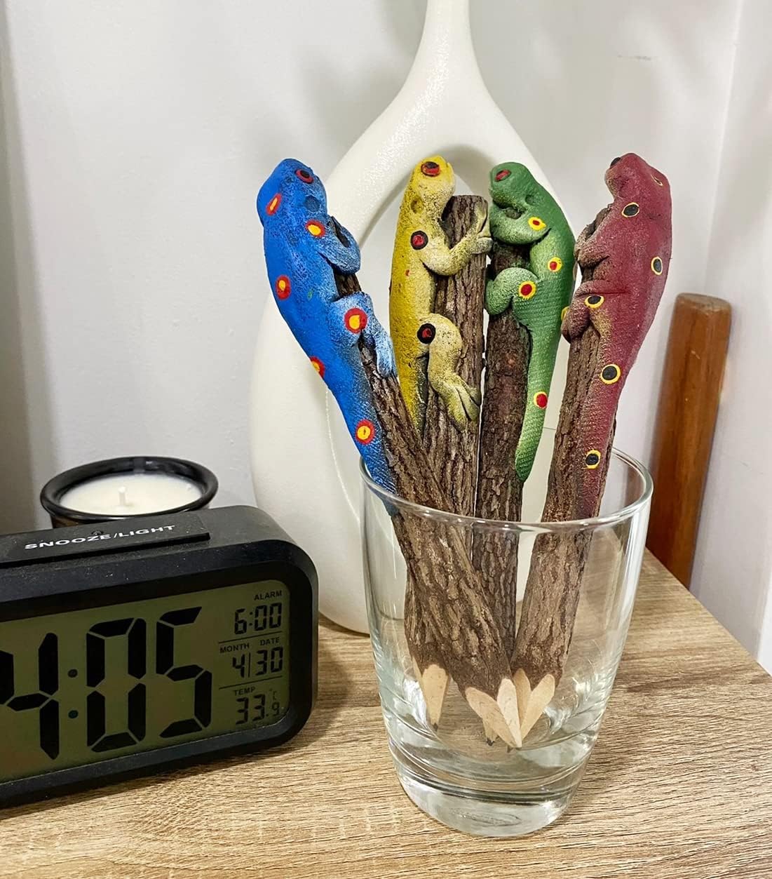 4 Color Gecko Lizard Wooden Pencils Animal Sawdust Sculpture Reptile Unique Pencils Supplies Novelty For Collection Home Office Supplies