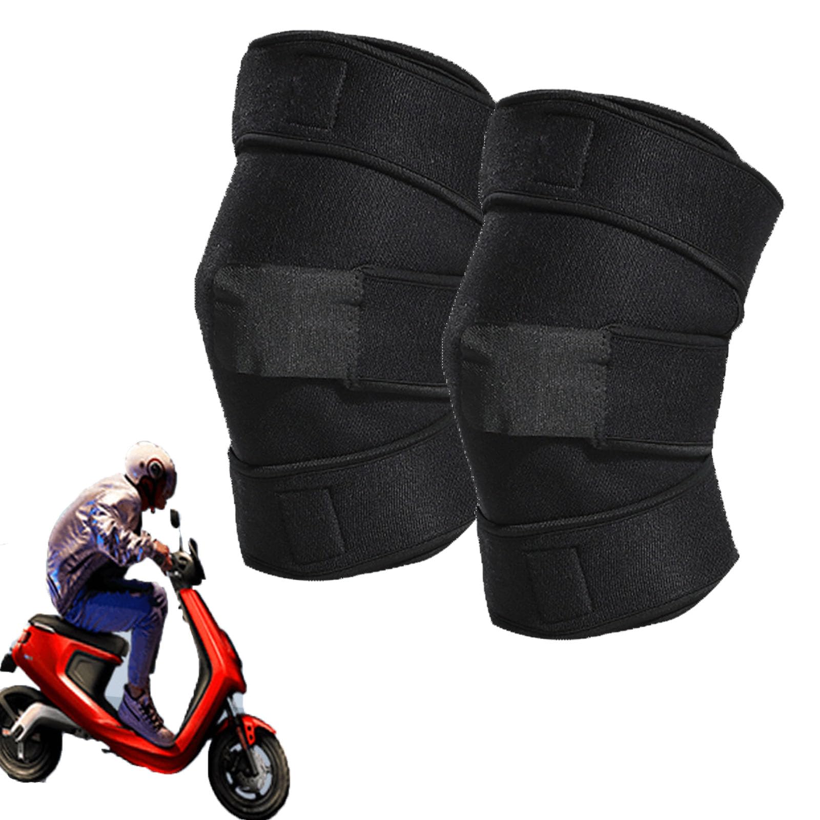 Ginocchiere per moto, 2 pezzi Tessuto delicato sulla pelle, liberamente regolabile, antiscivolo, antivento, caldo, ginocchiere professionali