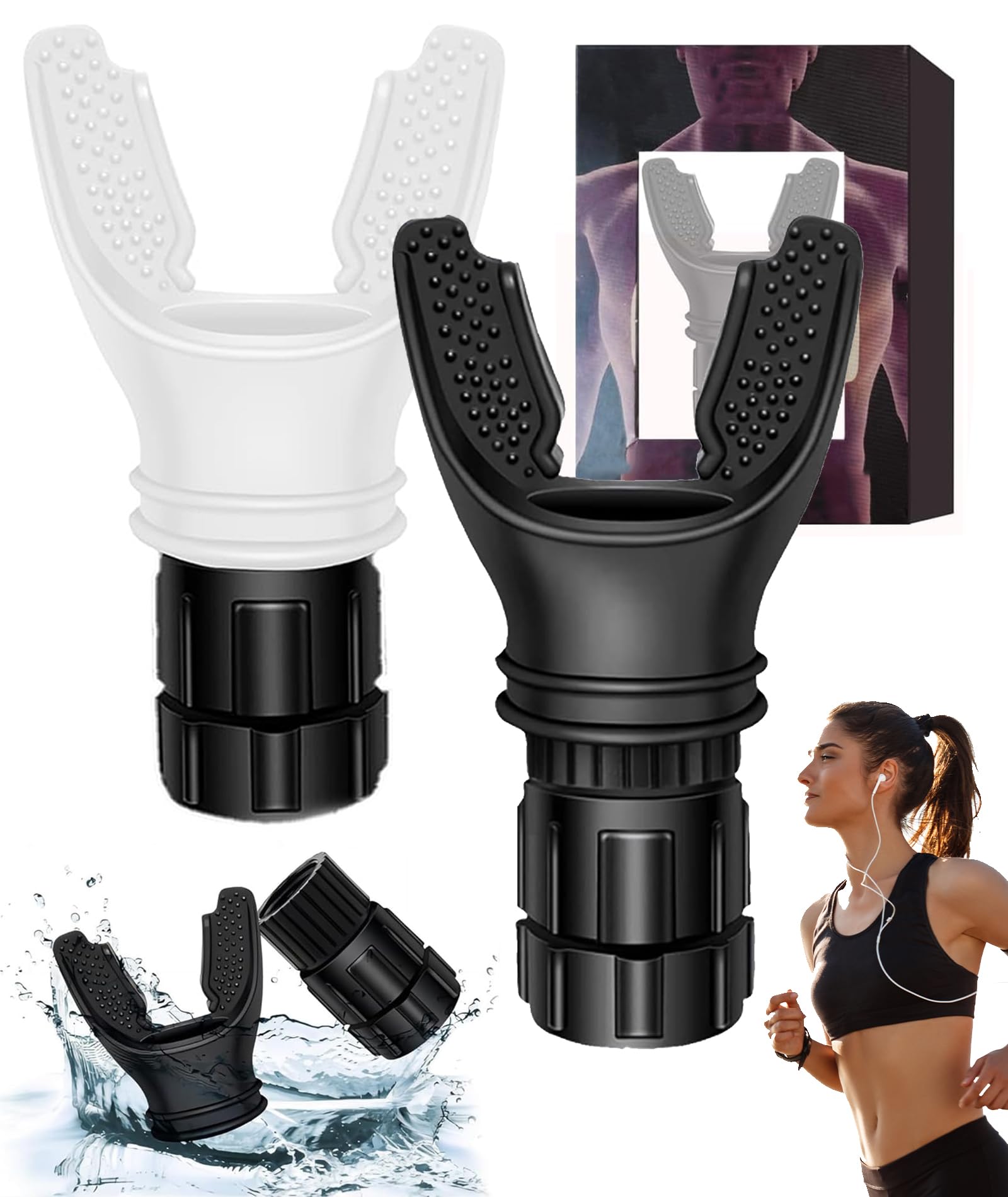Oxyboost Breathing Device, Lungs Exercise Equipment, Breathing Exercise Machine Compact Pure Silicone Oxybreeze Lung Exerciser Device Ideal for All Easy to Clean (Black and White) (B0DB6122J3) Amazon Price History, Amazon Price Tracker