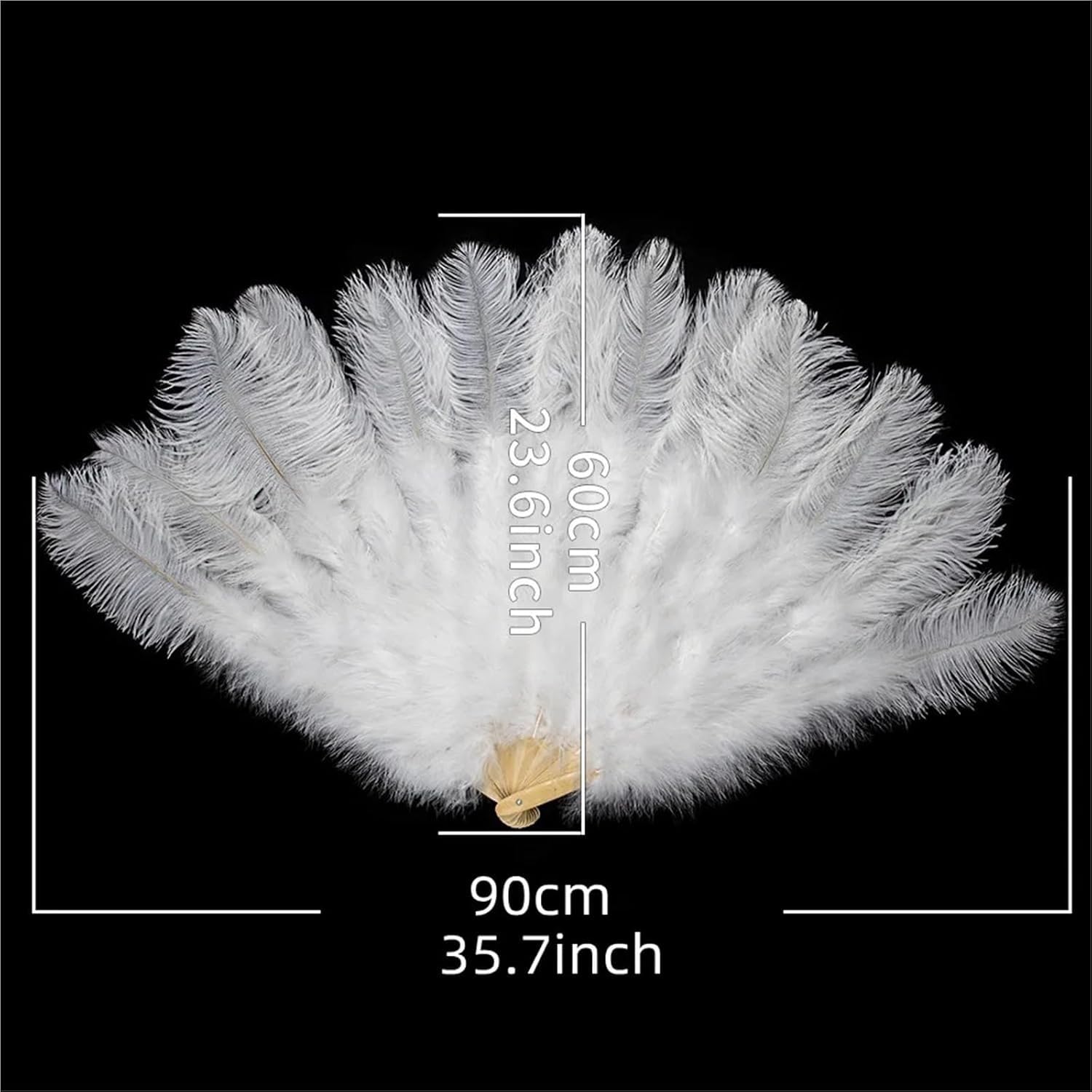 Fan Pióro Struś Duży składany Flapper Ręczny wentylator do pokazu kostiumowego | 90 cm 13 kości duży struś pióro wentylator na scenę pokaz wydajność taniec rekwizyty puchowe wentylatory