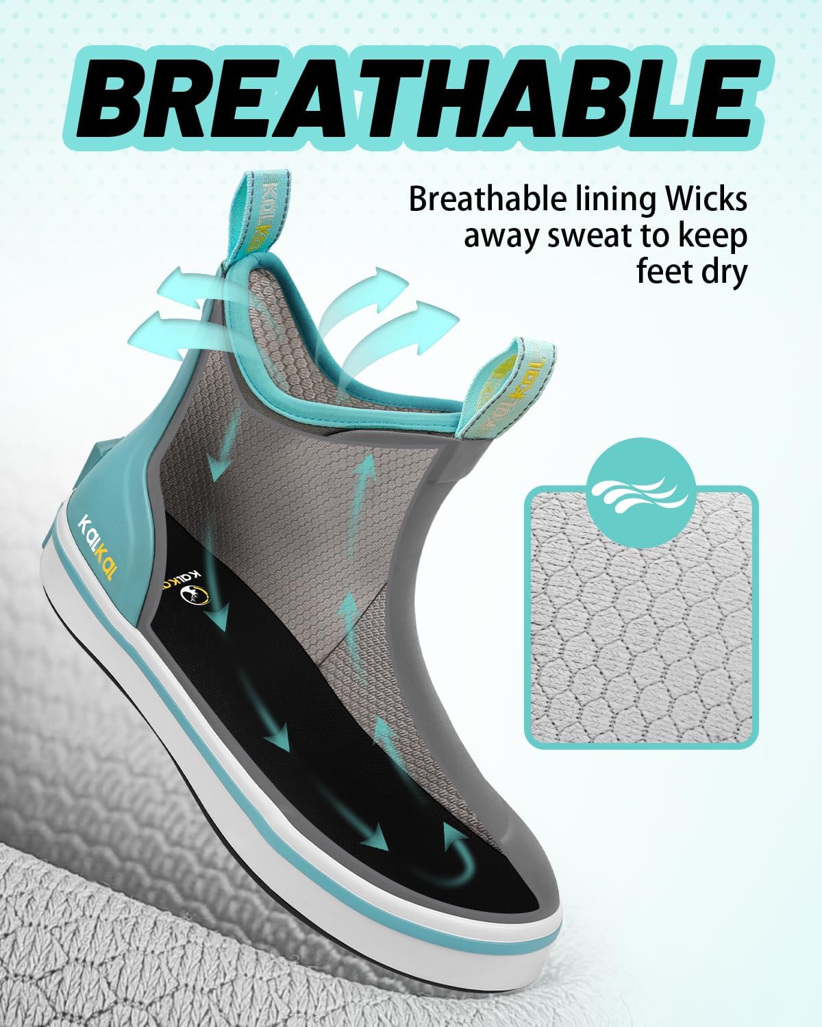 Kalkal 【2026 Upgraded Women's Deck Boots, Waterproof Fishing Ankle Rain Boots with Upgraded Anti-Slip Outsole, Breathable Lightweight Garden Rubber Boots for Sailing - Image 6