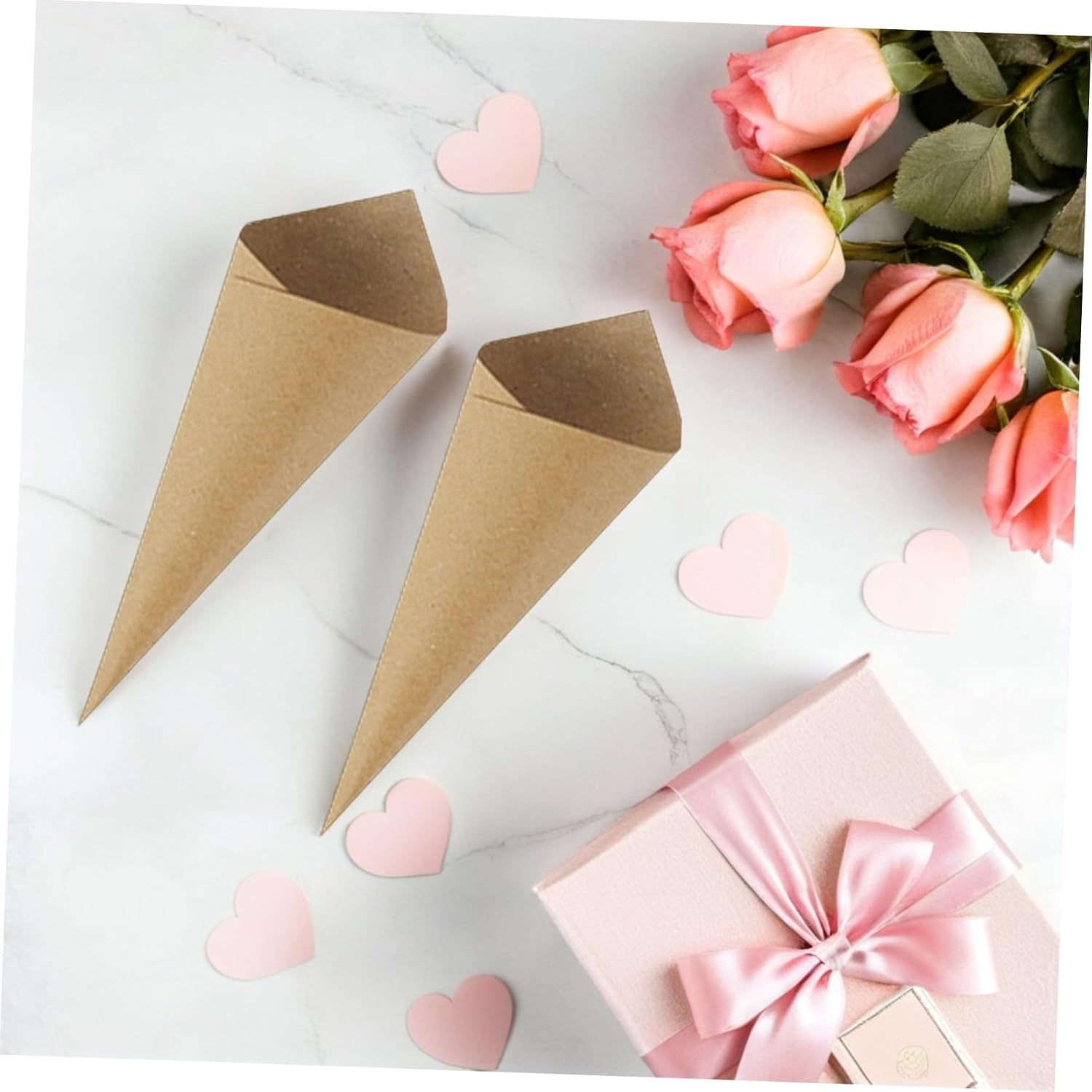 Paper Petal Cones 120pcs for Flowers and Chocolates, Blank Sturdy Xmas