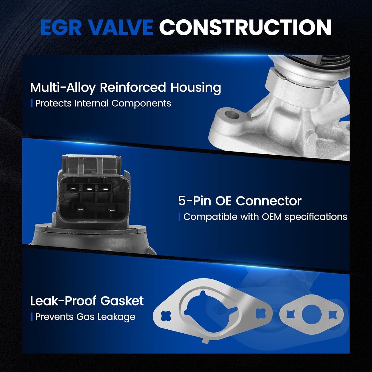 EGR Valve EGV1150 Compatible with Jeep Liberty/Grand Cherokee 3.7L V6 2007-2012 | Replaces 53034192AA, 53032948AD | Compatible with Dodge Nitro/Ram 1500 3.7L