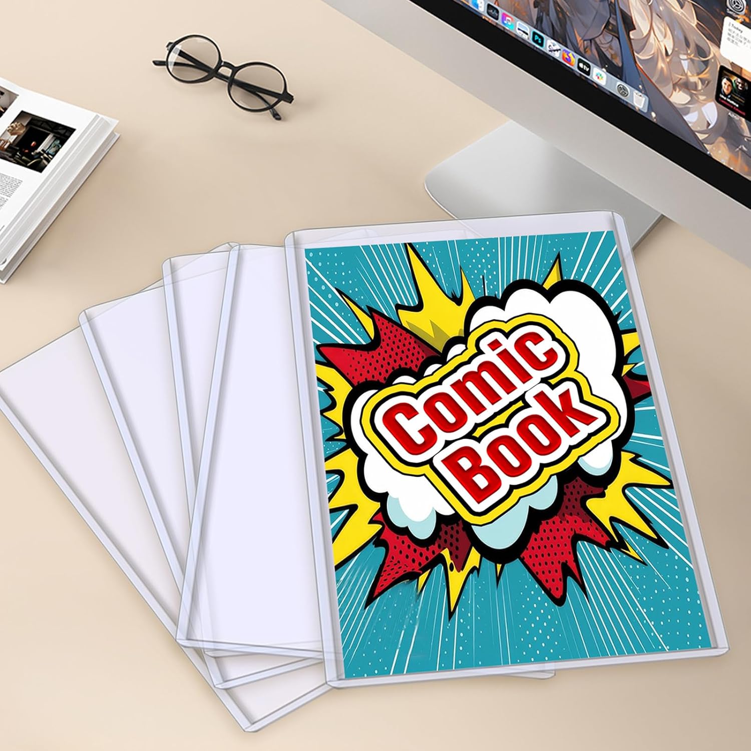 20PCS Comic Book Toploader, Premium PVC Hard Sleeves for Current/Silver Age Comics, 7.6x11 Inch Crystal Clear Protection, for Display & Storage Holder Comic Book Top Loader (20)