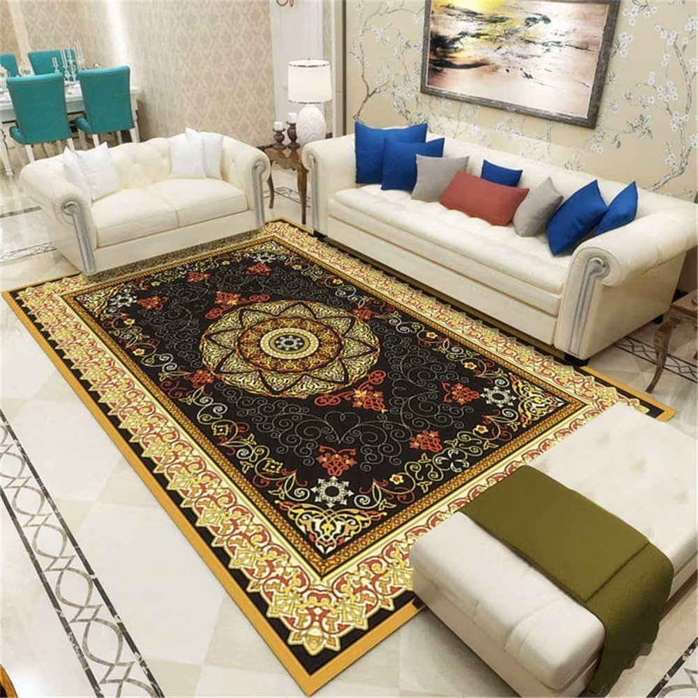 Tapis de cuisine jaune végétal motif floral 60x90cm durable extérieur