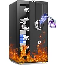 [2026 1H 1700F] [9.2 Cu Ft] Fire Proof Safe for Home Documents, [88 Lbs] Large Heavy Duty Biometric Safe Box with Fingerprint & Keypad, Fireproof Safes with Anti-Theft Alarm