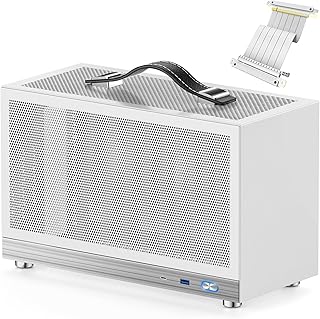 KXRORS S400 - Mini-ITX PC Gaming Case - Front I/O USB 3.0 Type - C Port - VGA Card Length 335mm MAX -Cable Management System - luminum Mini-ITX Motherboard Small Portable PC Case (White)