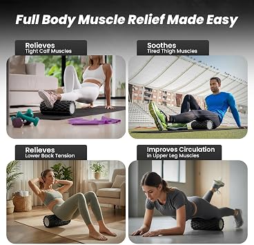 Foam Roller Black for Deep Tissue Muscle Massage, Lightweight High Density