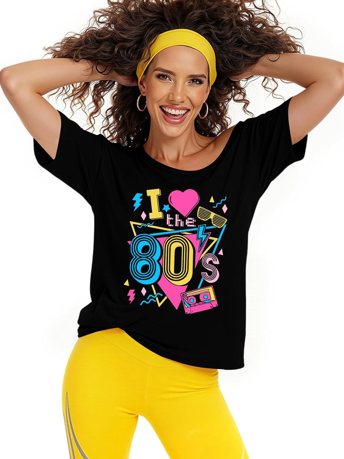 80s Shirts for Women Oversized Retro Off The Shoulder Top Disco 80s 90s Theme Party Outfit - Image 6