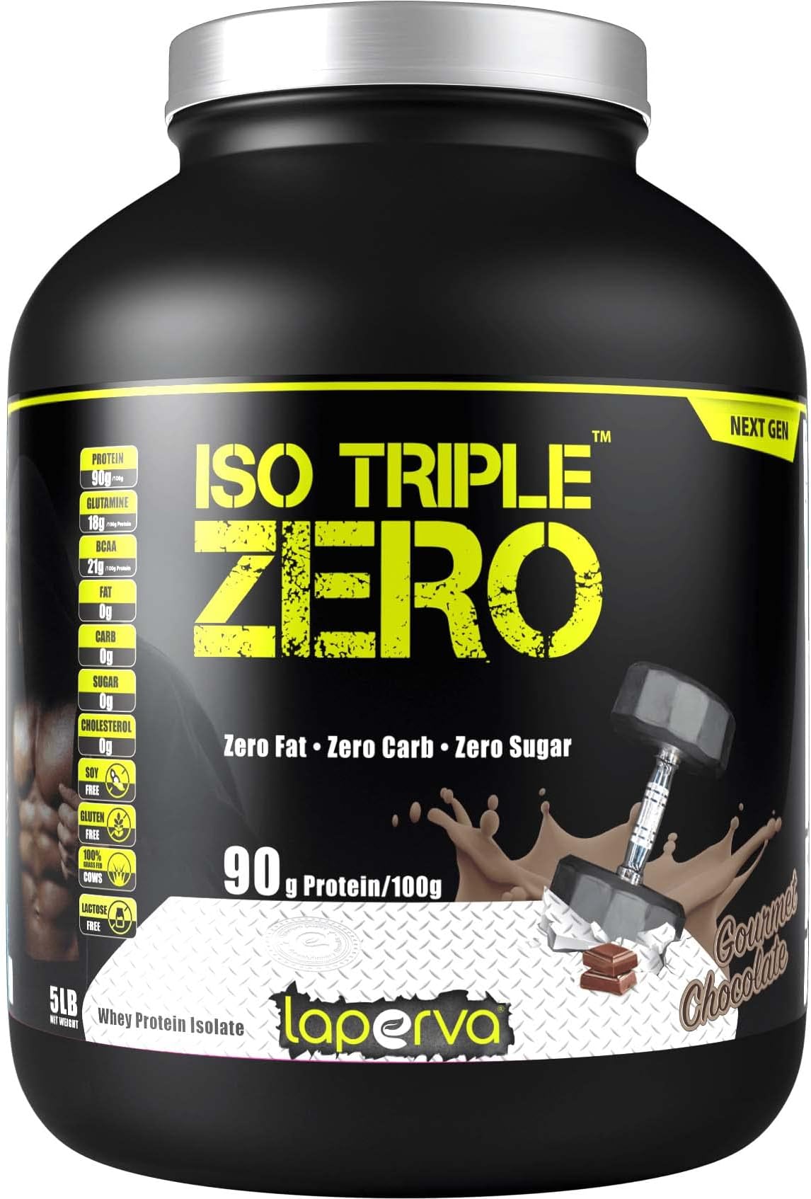 Laperva Protein Powder – Whey Protein Isolate Powder – Chocolate Flavor Whey Protein – Zero Fat, Carbs and Sugar Whey Protein – Protein Supplements for Weight Loss and Muscle Gainer – 2.25Kg