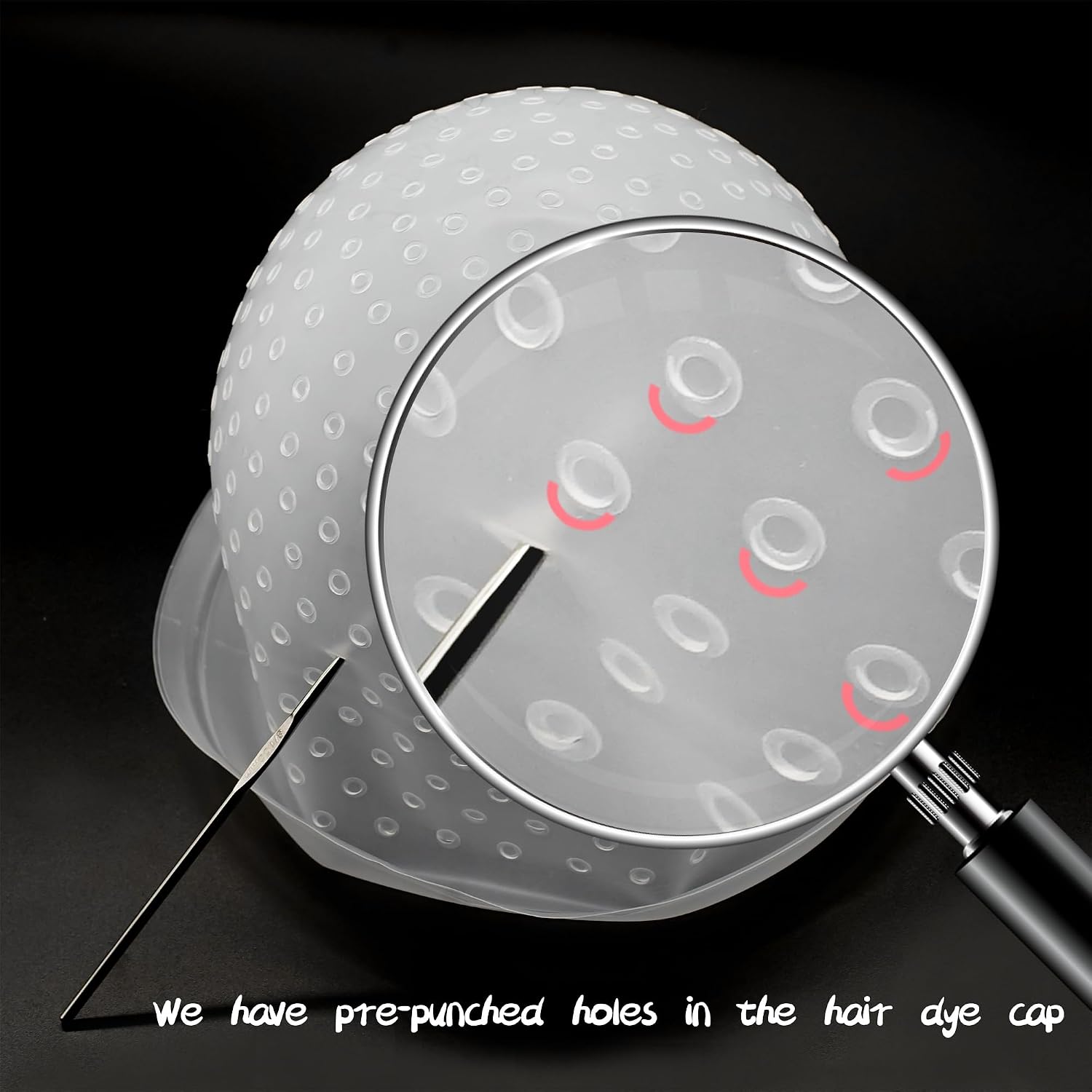 Highlighting Cap Silicone Hair Highlighting Kit Reusable Highlights Hair Dye Kit with 2 Hair Coloring Brush for Color Hair Salon Hairdressing Dyeing Staining Tools