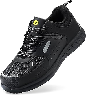 FitVille Extra Wide Steel Toe Shoes for Men, Composite Toe Work Shoes for Men, Water Resistant, Slip Resistant, Leather