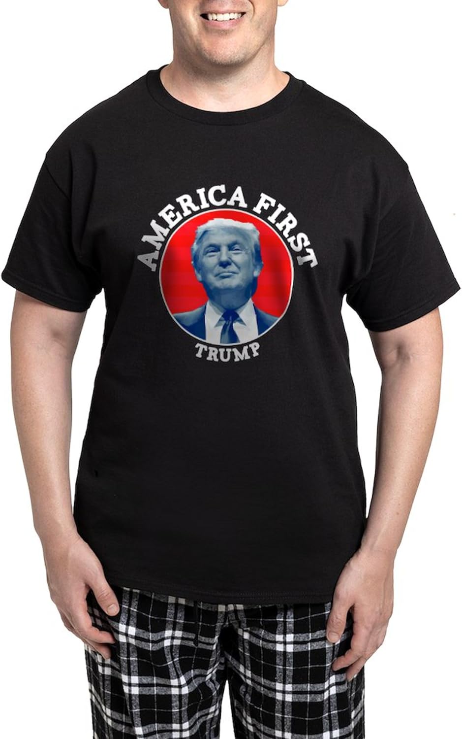 CafePress America First Trump Men's Dark Pajamas Novelty Men's Pajama Set, Comfortable PJ Sleepwear