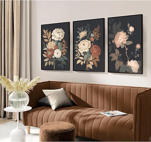 Miniatura 32 de Arte de pared bohemio con margaritas, decoración de pared de lienzo de montaña, impresiones abstractas de flores silvestres, puesta de sol, arte de