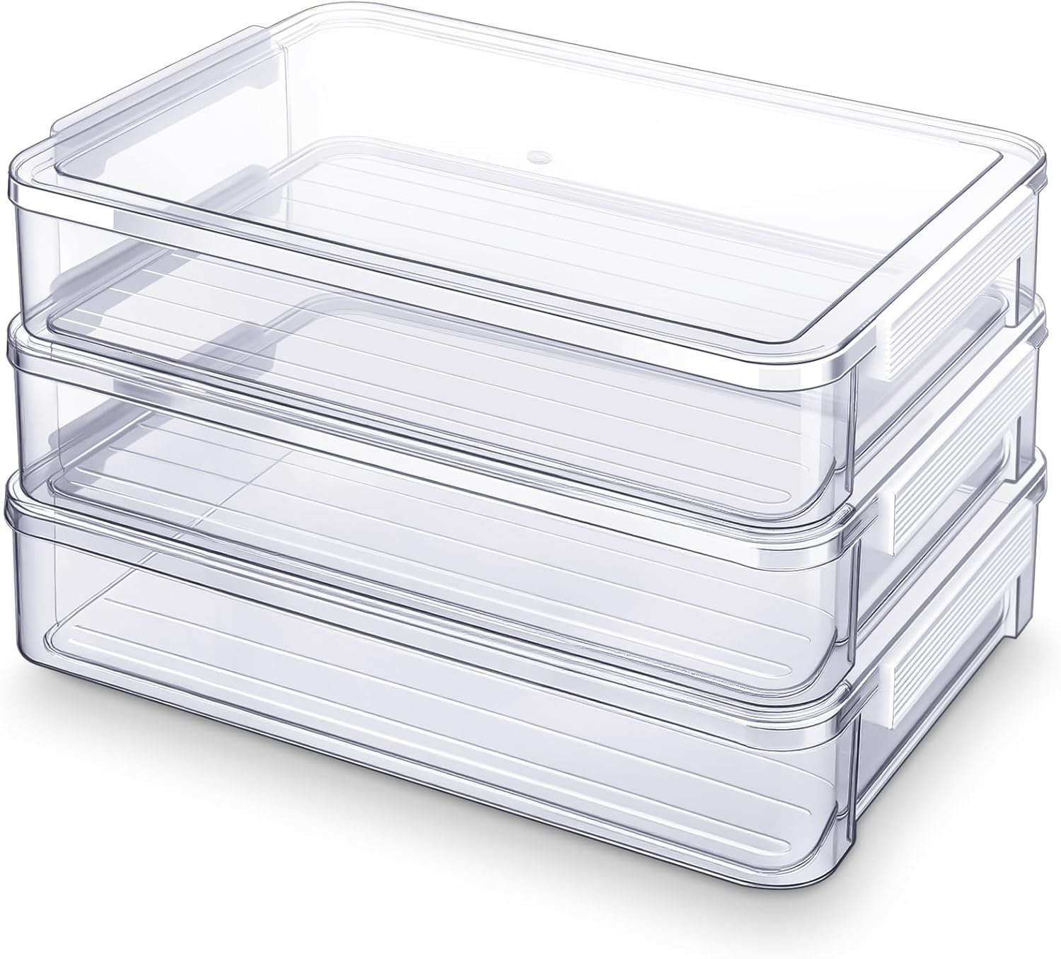 Leinuosen 3 Pcs 6 Qt Clear Plastic File Storage Boxes with Latches & Lids 9 x 13 Stackable Portable Project Case Storage Bins Certificate Organizer Container for A4 Paper School Supplies