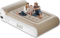 Gaglojti 16" Queen Air Mattress with Built-in Pump - Elevated 660lb Capacity Flocked Airbed for Camping & Guests, Portable Khaki